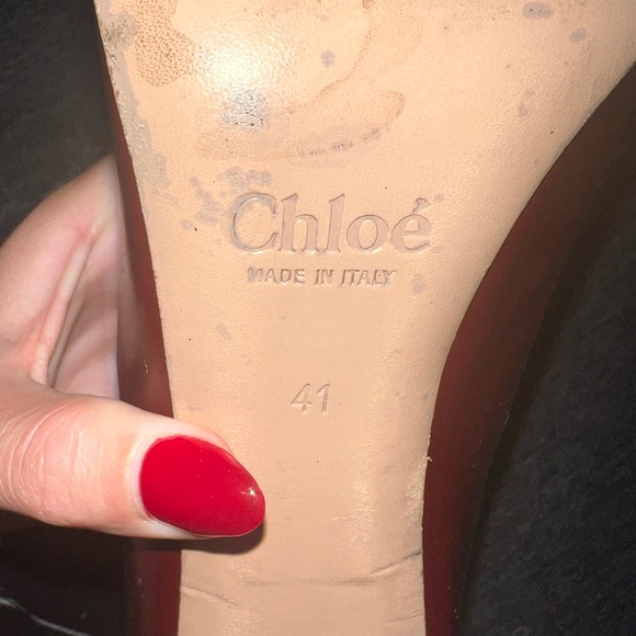 CHLOE Patent Leather Burgundy Ankle Heeled Boots Size 41 - Picture 5 of 6